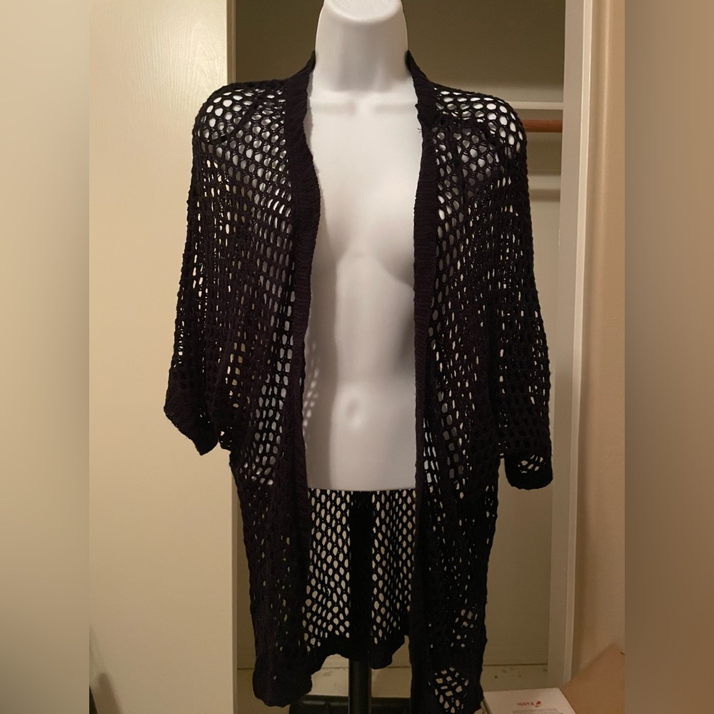 NWOT Black crochet mesh cardigan size m/l Mine brand from a boutique
